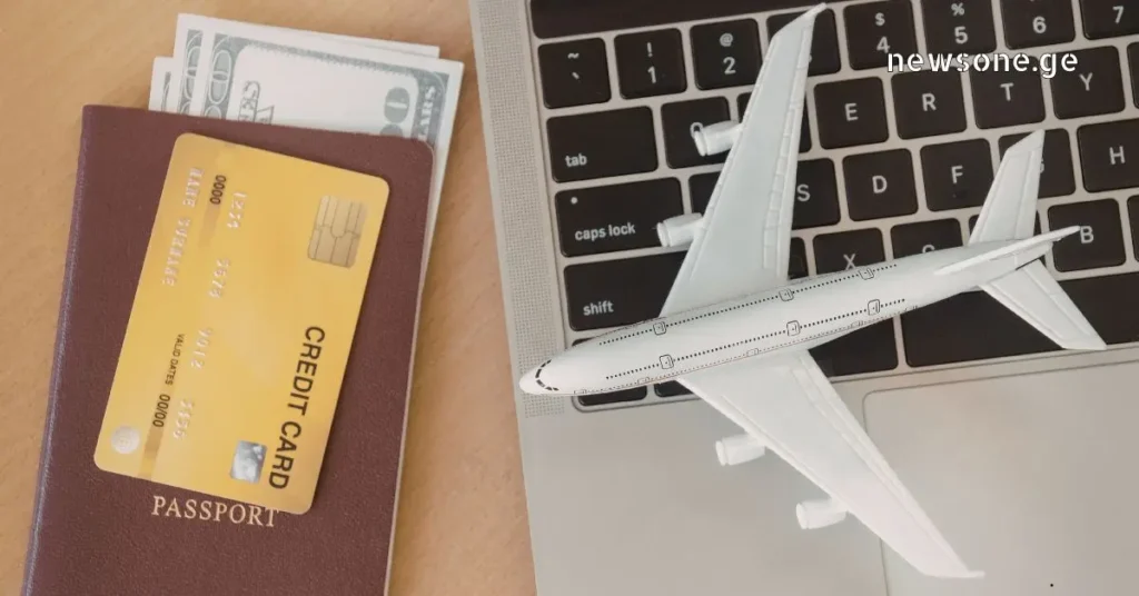 A professional entrepreneur working on a laptop with travel accessories, representing remote business management and global networking.